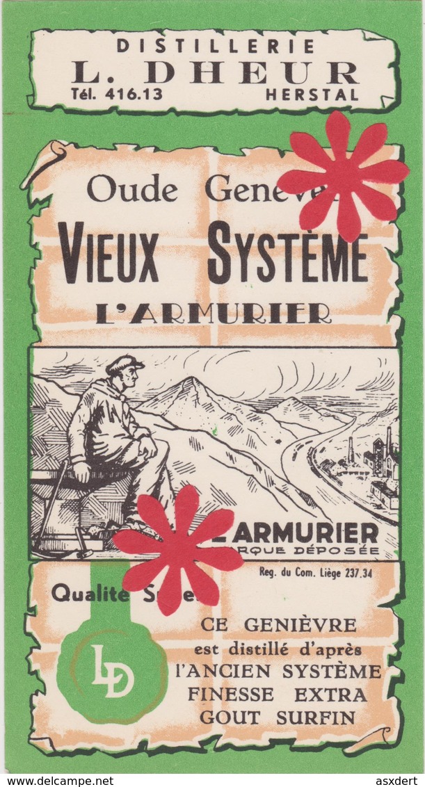 Distillerie / L. Dheur 'L'Armurier' Herstal Vieux Système / Oude Genever - Autres & Non Classés