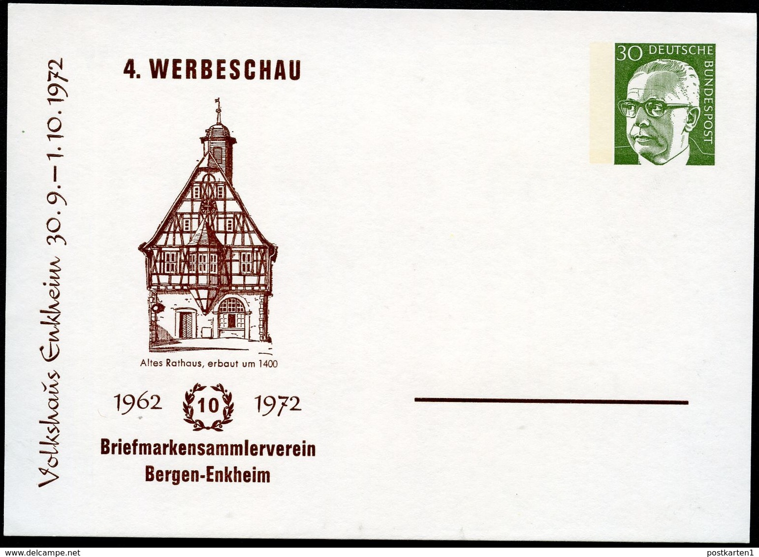 Bund PP46 D2/002 RATHAUS BERGEN-ENKHEIM FRANKFURT 1400  1972  NGK 4,00 € - Private Postcards - Mint