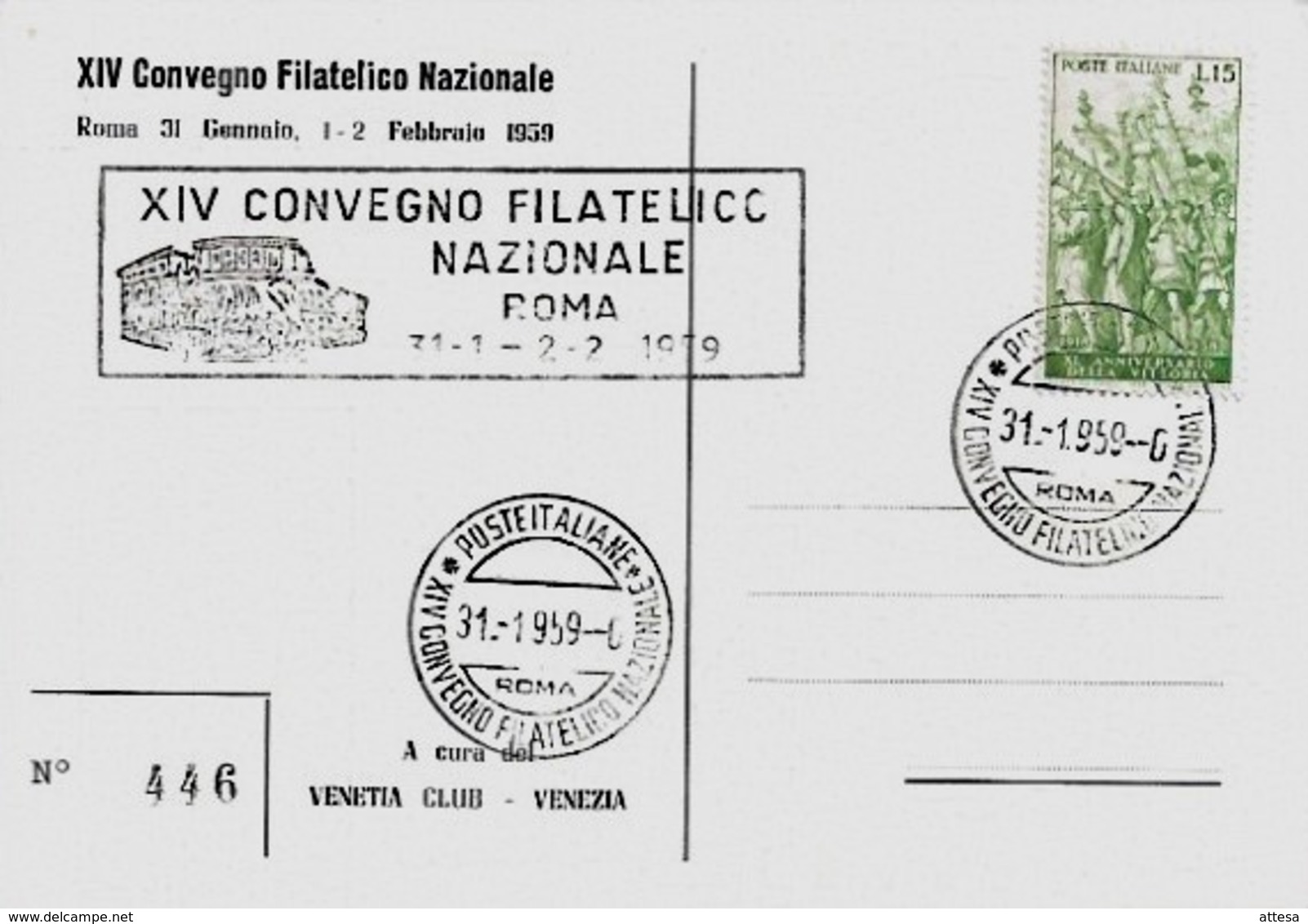 1959 XIV CONVEGNO FILATELICO NAZIONALE - Esposizioni Filateliche