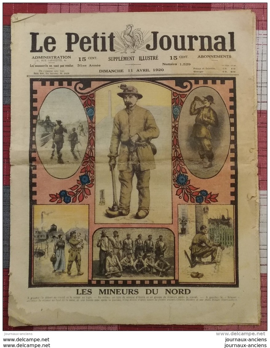 1920 LE PETIT JOURNAL - LES MINEURS DU NORD - LENS - CACHEUX - DENIN - Altri & Non Classificati