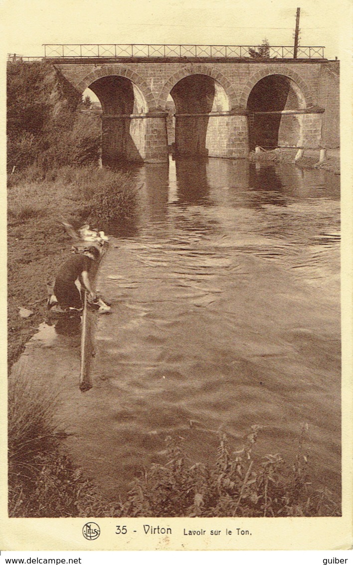 Virton Lavoir Sur Le Ton Lavandiere  Nels N° 35 Trace De Colle Verso - Virton