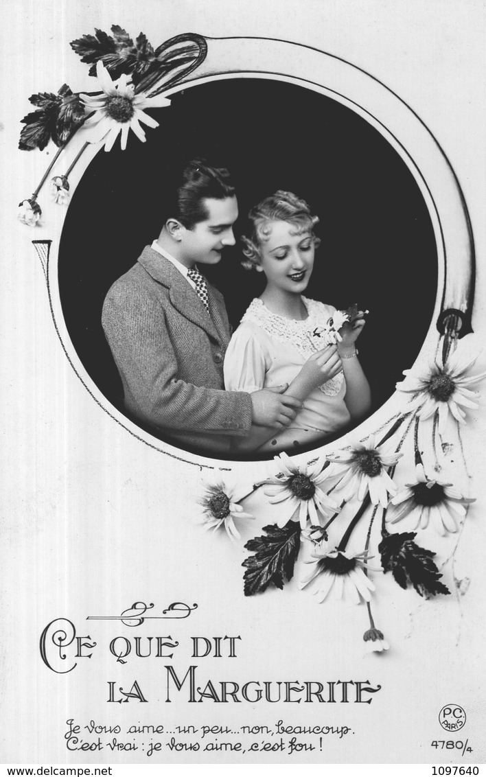 EDITEUR P.C PARIS CARTE GLACEE ECRITE EN 1939 " Ce Que Dit La Marguerite " - Flores