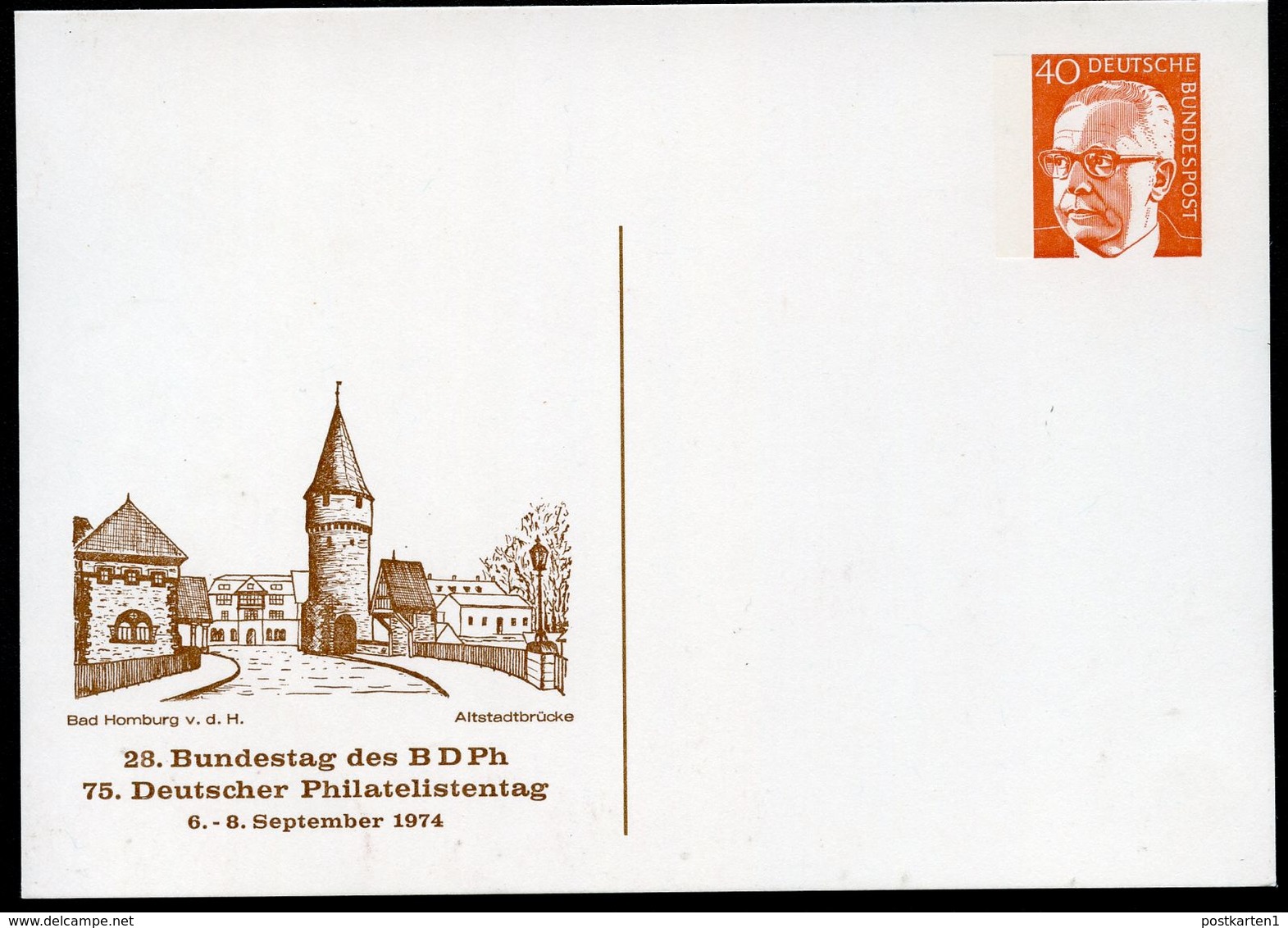 Bund PP48 D2/002 BAD HOMBURG ALTSTADTBRÜCKE 1974  NGK 5,00 € - Private Postcards - Mint
