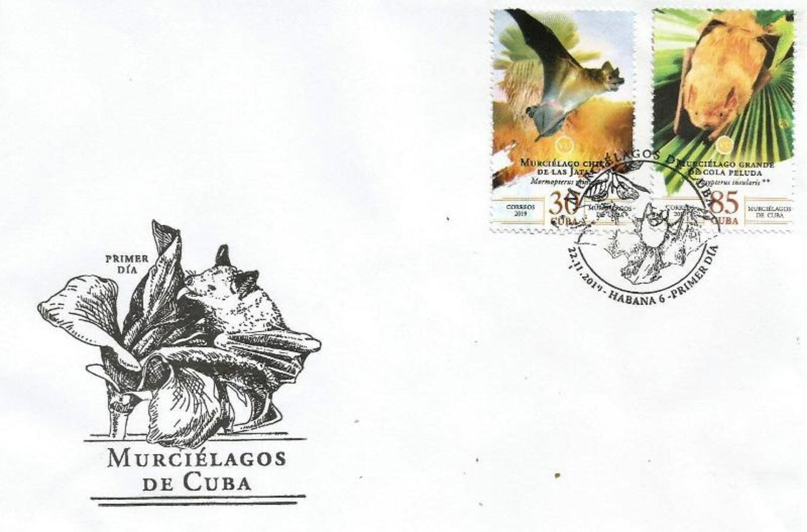 Cuba 2019 Bats 6v + S/S FDC`s MNH - Fledermäuse