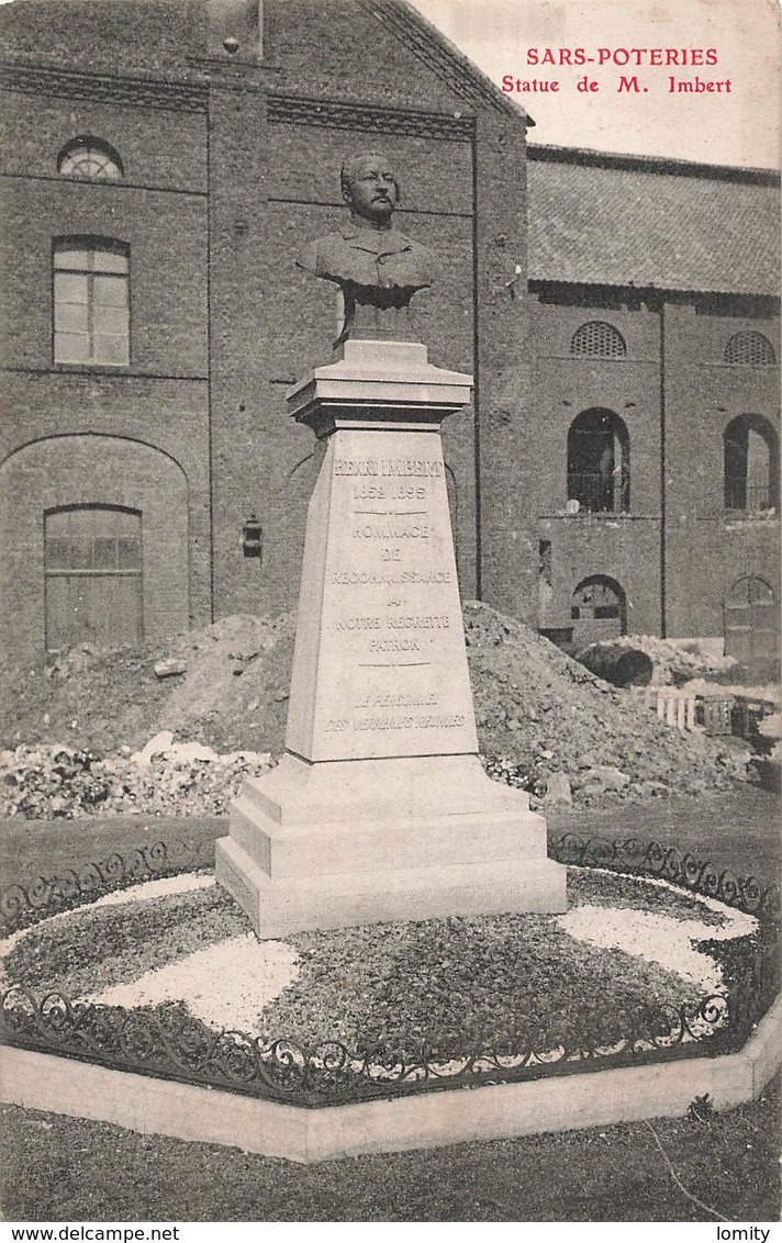 59 Sars Poteries Statue De M. Imbert Cpa Carte Ecrite En 1917 Secteur Postal 181 300e Regiment Infanterie - Autres & Non Classés