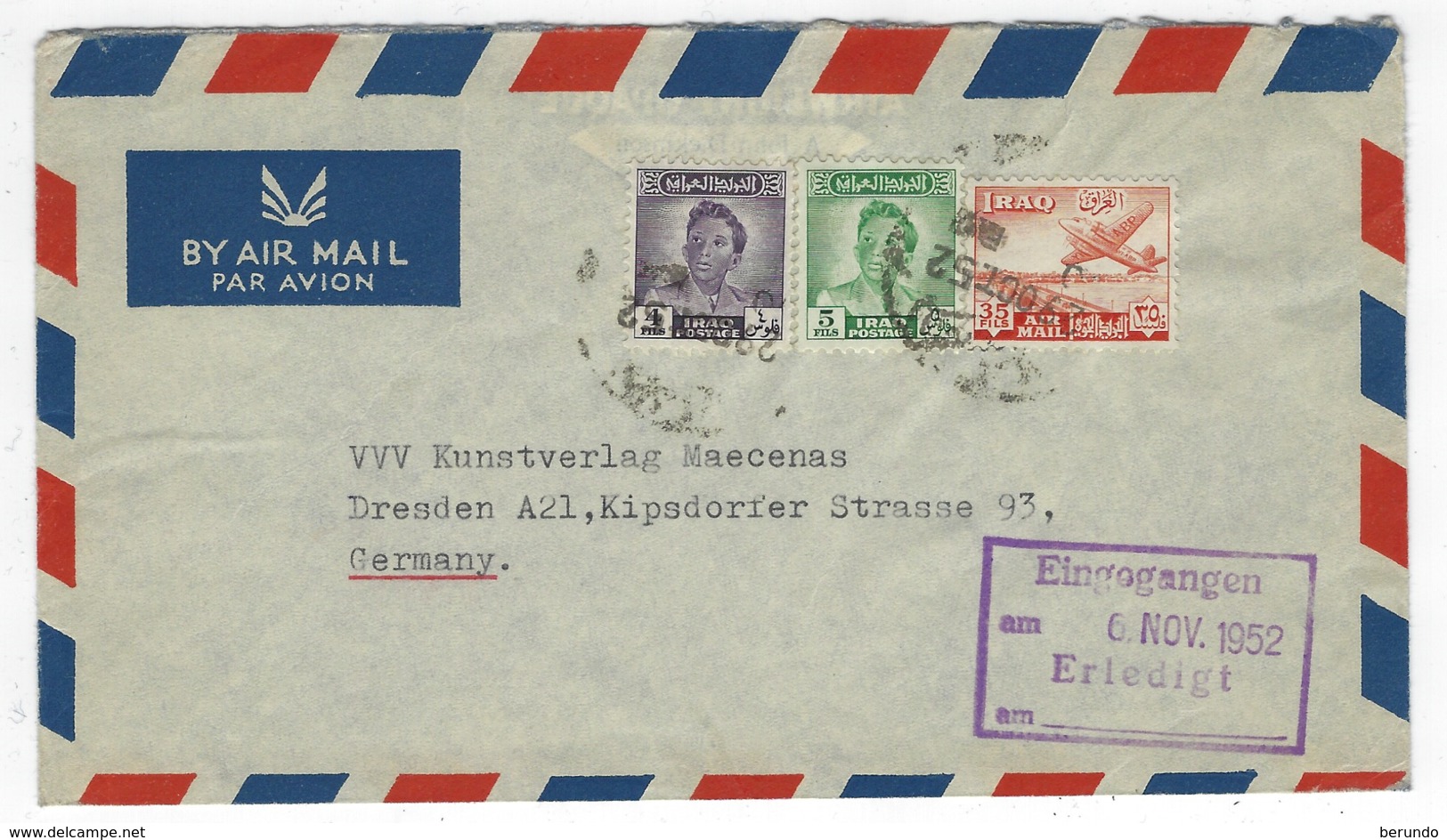 IRAQ - Cover 29.10.1952 Posted To Germany - 096 - Iraq