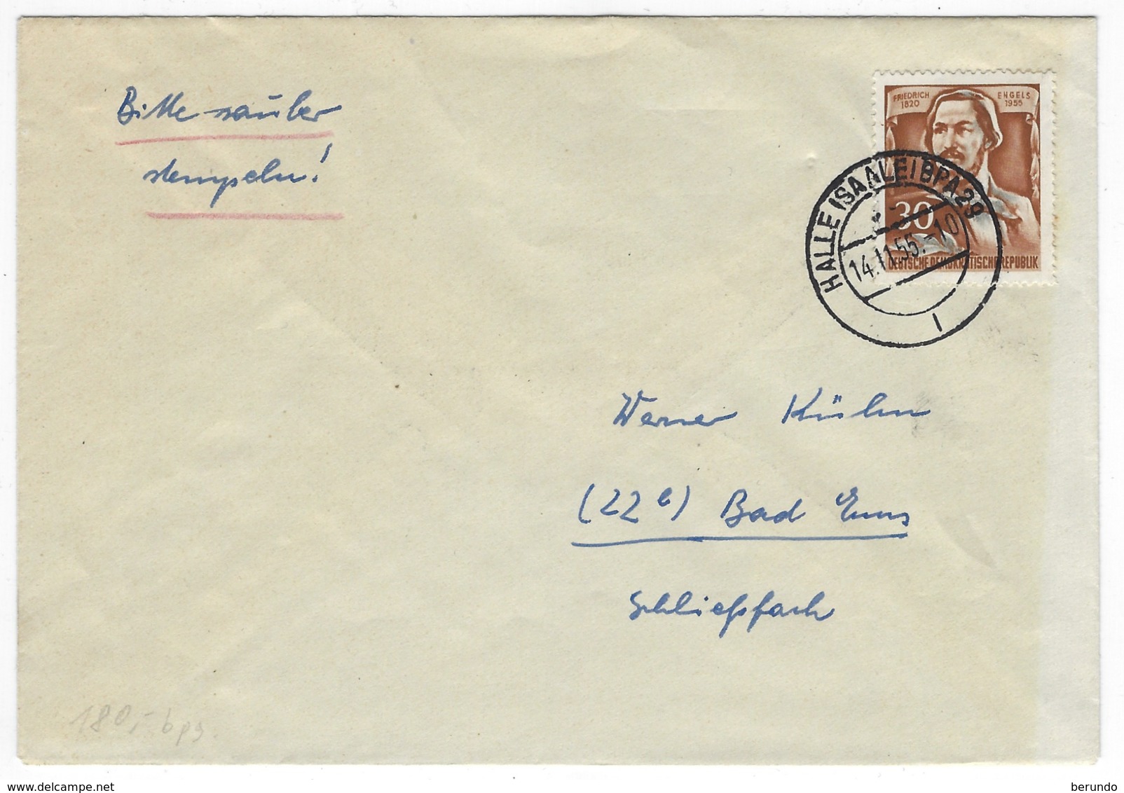 DEUTSCHLAND/ DDR  –  Brief Halle 14.11.1955  Mit # 489, Engels  – 1804 - Briefe U. Dokumente