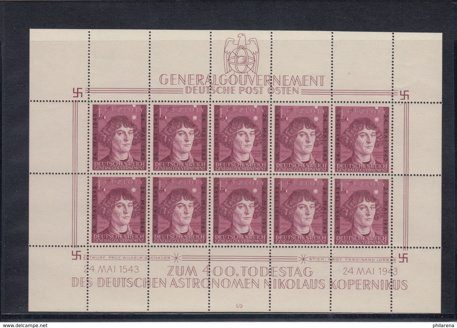 GG Generalgouvernement MiNr. 104 **, Kleinbogen I/2 - Besetzungen 1938-45