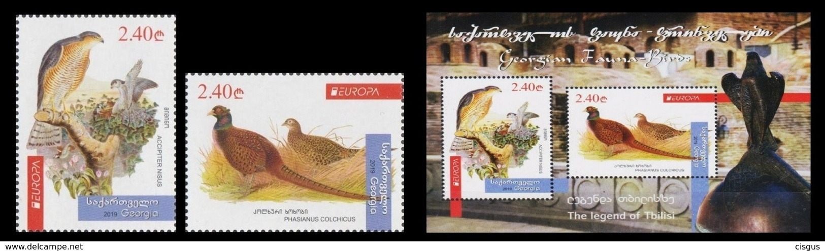 Georgien Georgia  MNH** 2019 Europe CEPT 2019 Birds Set  Mi 731-32 + Block - Georgia