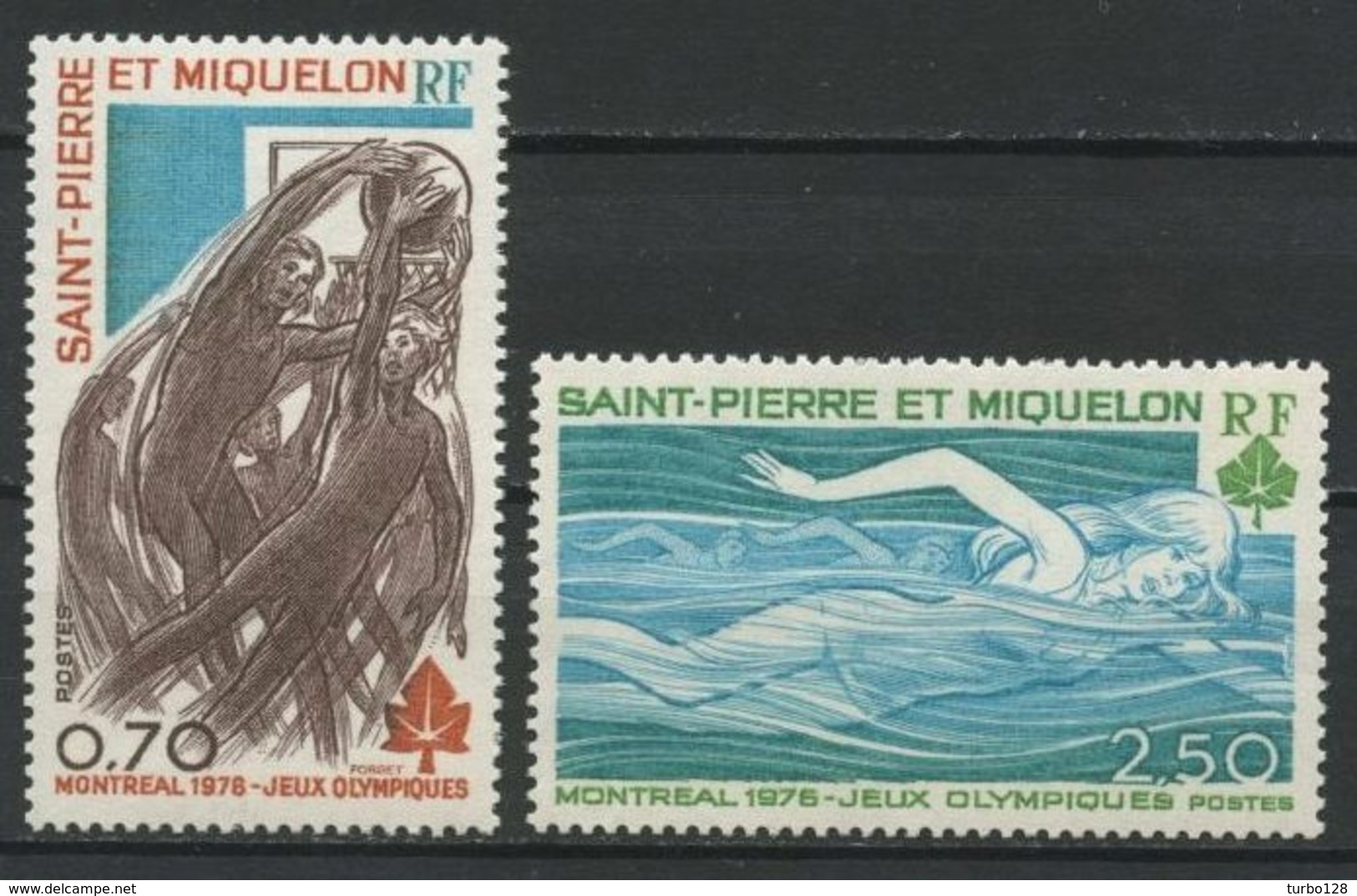 SPM  MIQUELON 1976 N° 450/451 ** Neufs MNH Superbes C 21 € Sports Jeux O. De Montréal Natation Basket Games - Neufs