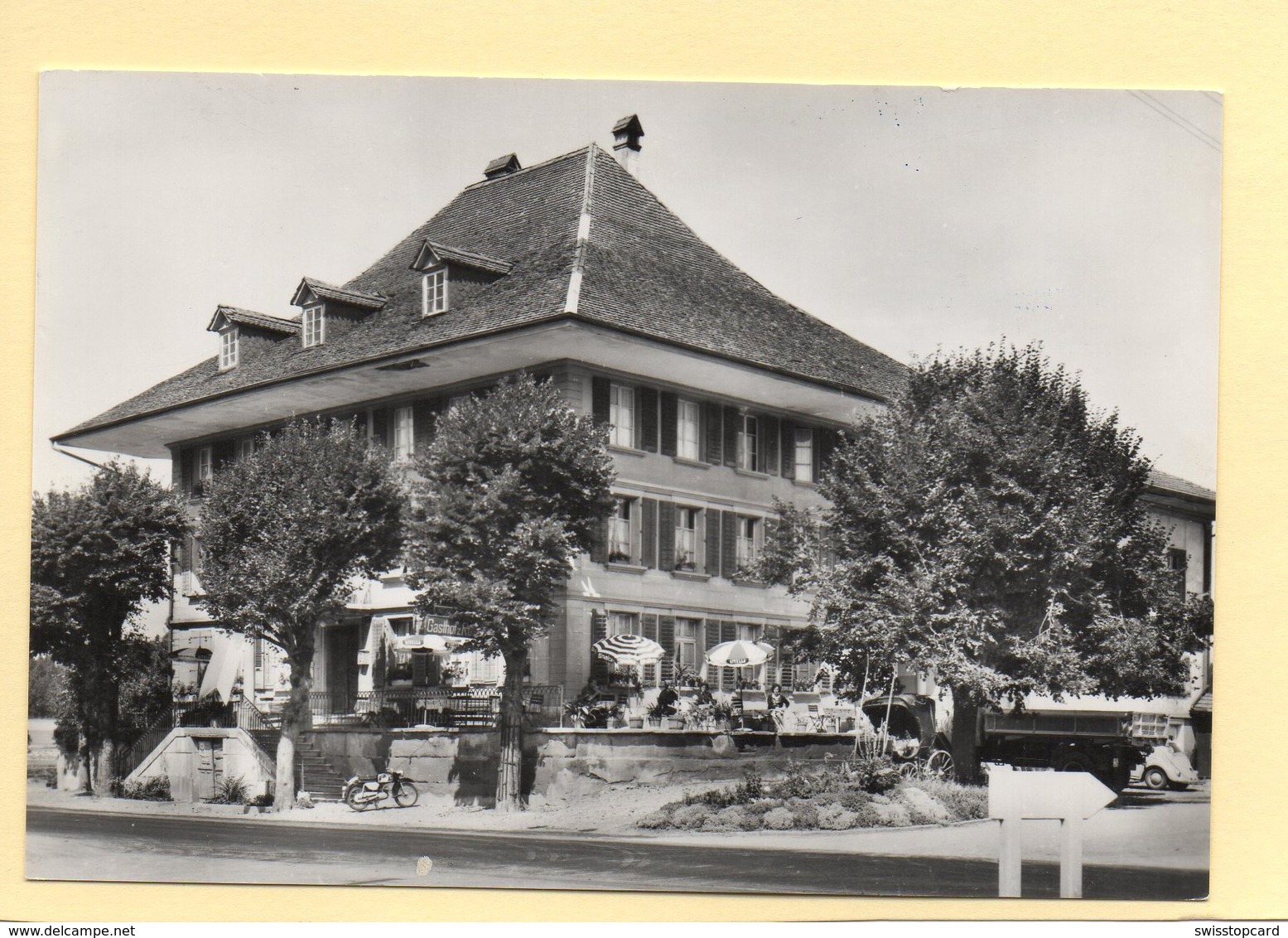 SCHÜPFEN Gasthof Rössli Schwanden Auto Motorrad Stempel Gasthof Meieli Sahli - Schwanden Bei Brienz