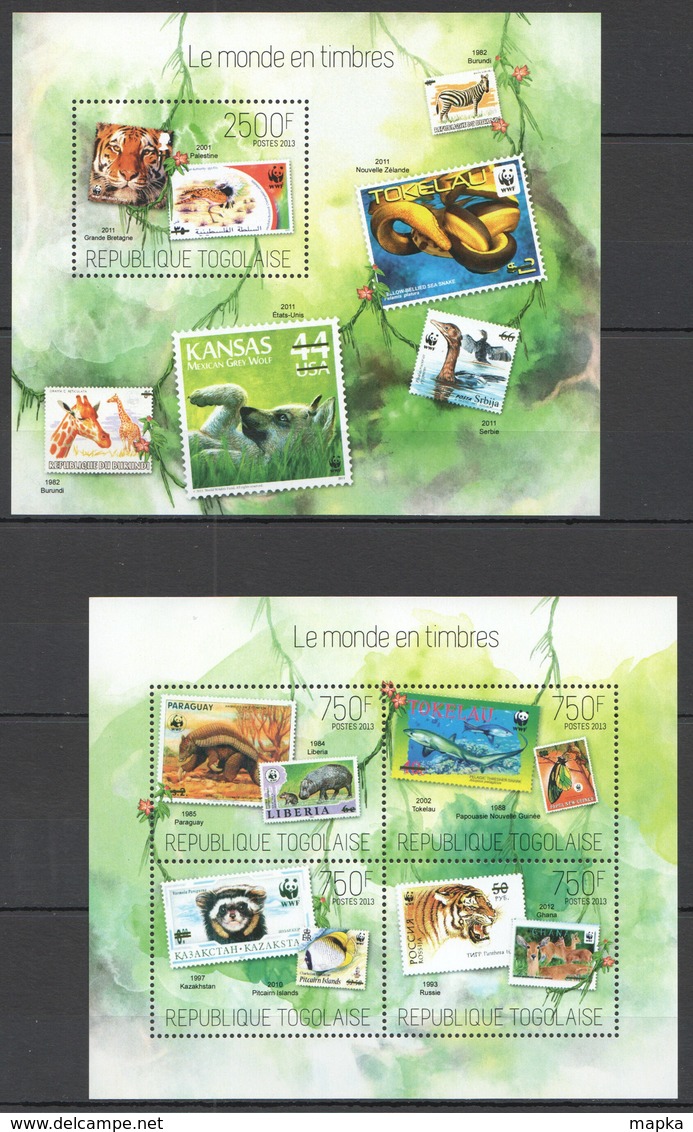 TG761 2013 TOGO TOGOLAISE WWF FAUNA ANIMALS BIRDS MARINE LIFE WORLD IN STAMPS ON STAMPS KB+BL MNH - Sonstige & Ohne Zuordnung