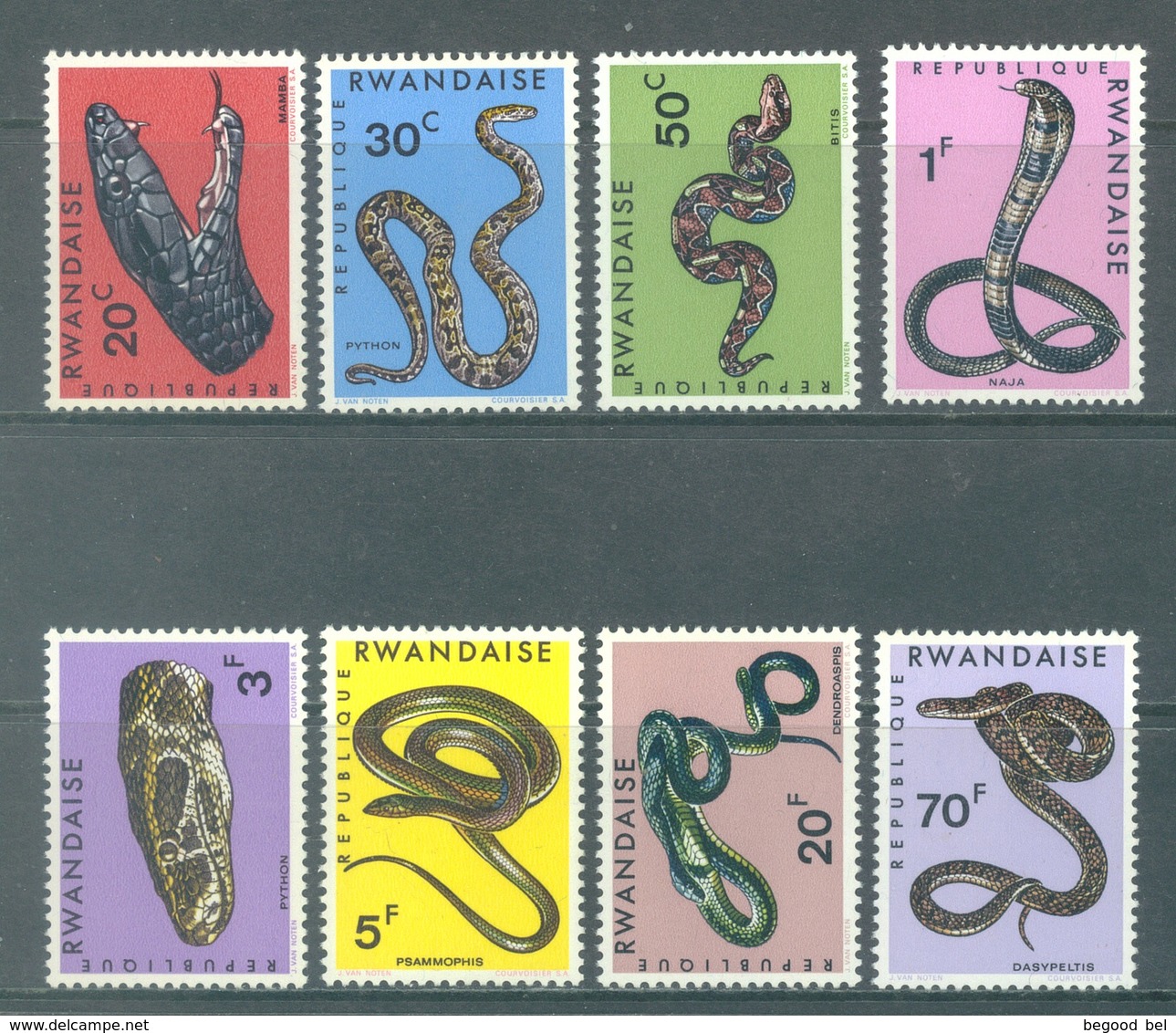 REPUBLIQUE RWANDAISE - 1967 - MNH/*** - SNAKES - COB 191-198  - Lot 20745 - Neufs