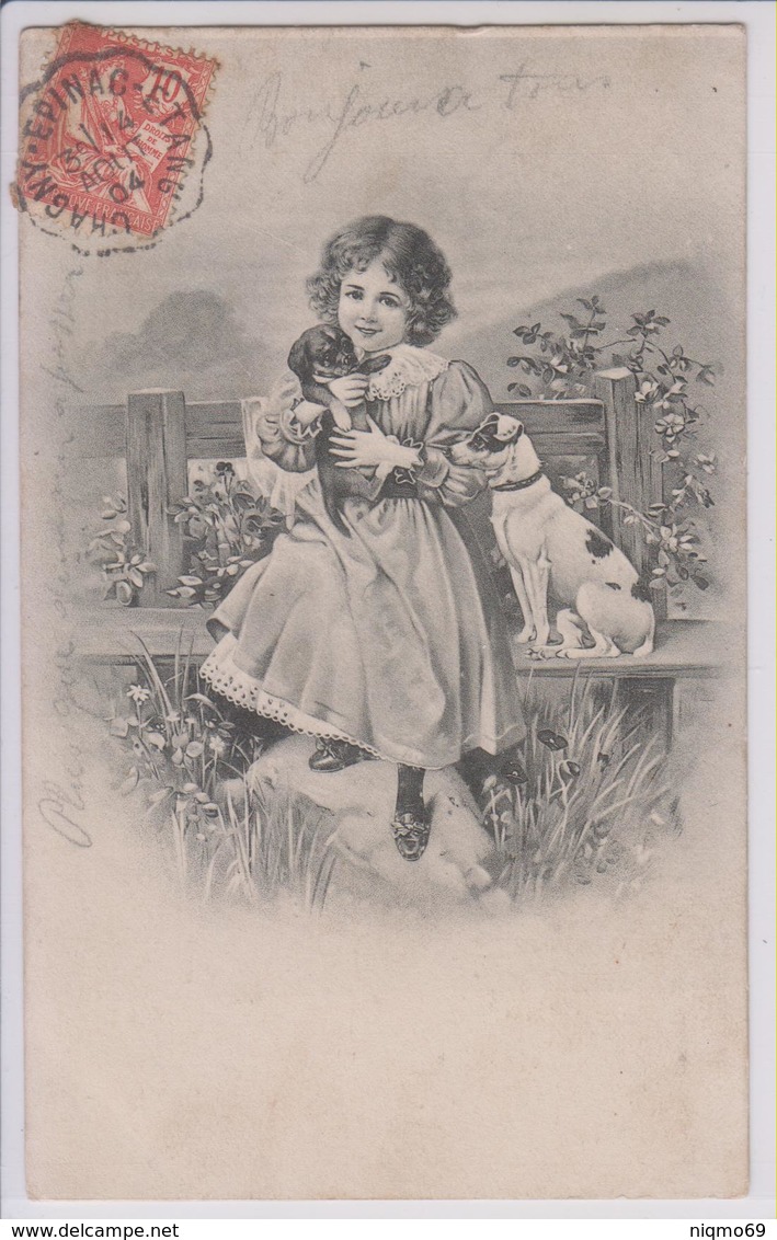 CPA Viennoise Bonne Et Heureuse Fillette Et Ses Chiens 1 Teckel H.&.S. N°296 - Vienne