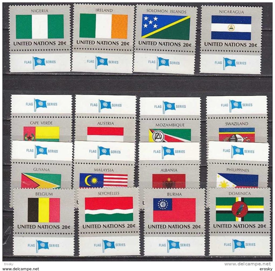 H0279 - UNO ONU NEW YORK N°365/80 ** AVEC TAB DRAPEAUX FLAGS - Neufs