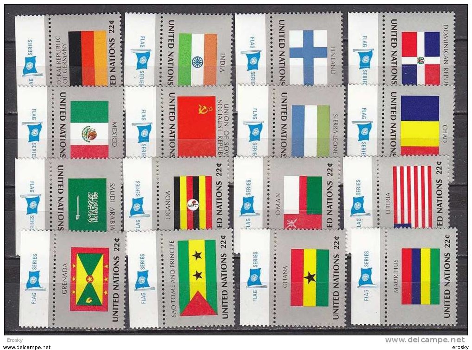 H0312 - UNO ONU NEW YORK N°440/55 ** AVEC TAB DRAPEAUX FLAGS - Neufs