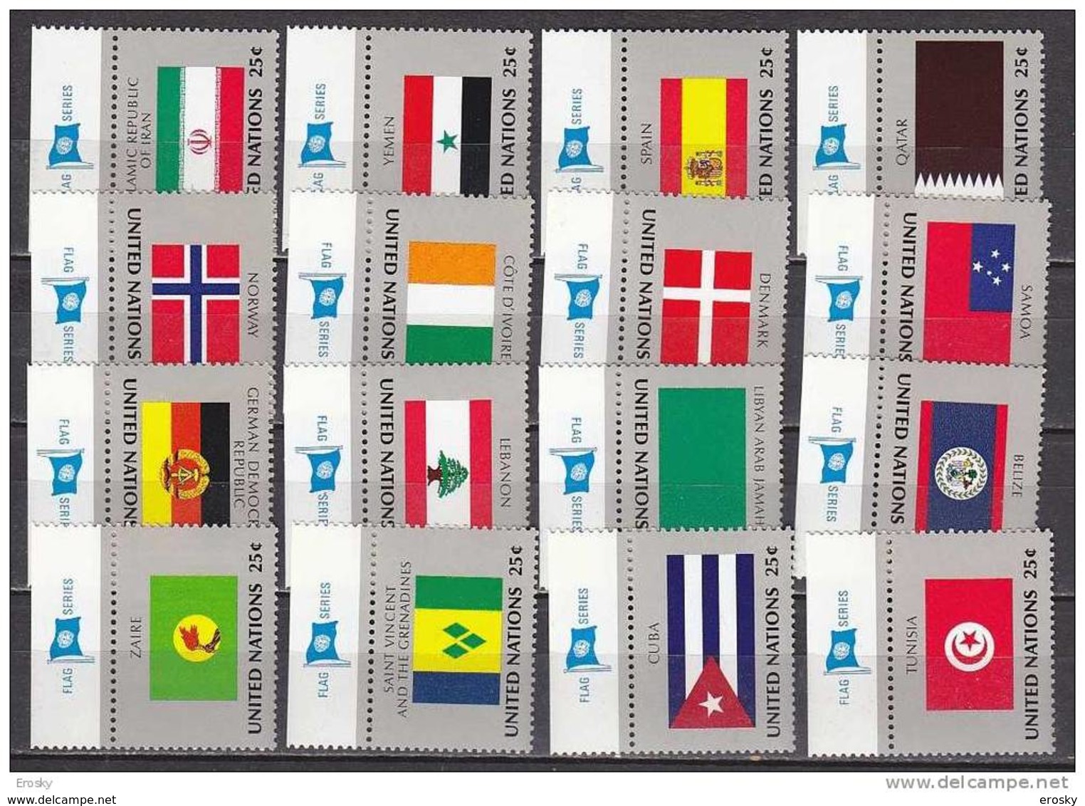 H0346 - UNO ONU NEW YORK N°521/36 ** AVEC TAB DRAPEAUX FLAGS - Neufs