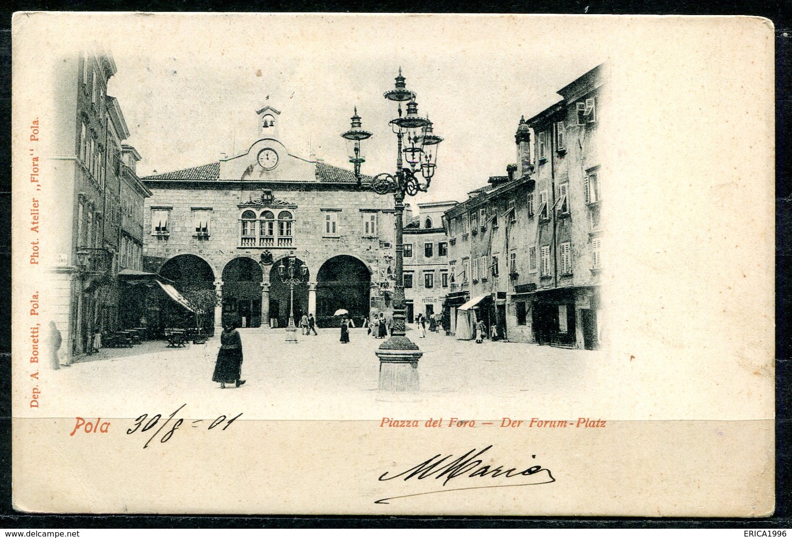 Z1917 POLA PULA (CRAOZIA HRVATSKA) Piazza Del Foro, FP, Viaggiata 1901 Per Milano, Buone Condizioni (GC) - Kroatien