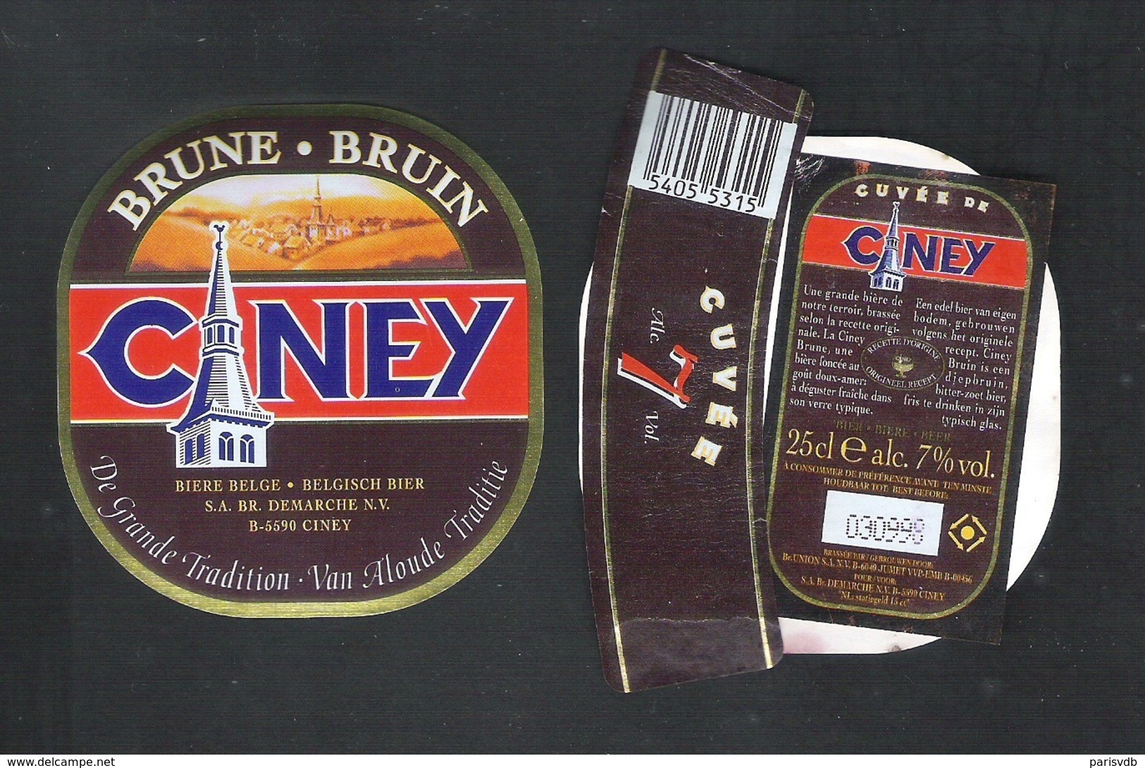 CUVEE DE CINEY - BRUNE  - CUVEE 7  - 25 CL - 7 % ALC.- 3 BIERETIKETTEN  (BE 707) - Bier