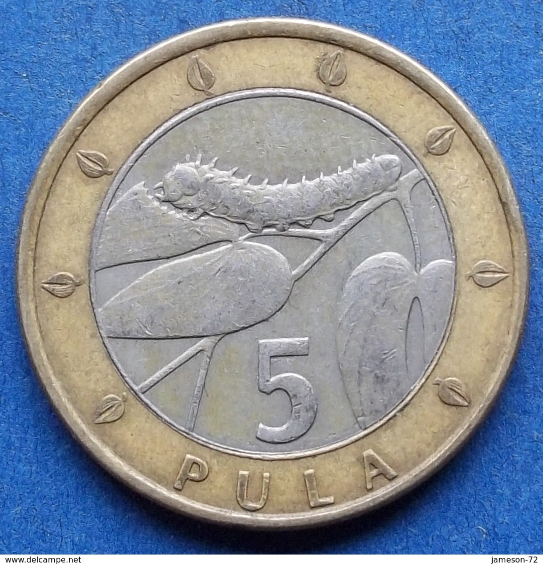 BOTSWANA - 5 Pula 2000 "mopane Worm On A Mopane Leaf"  KM# 30 - Edelweiss Coins - Botswana