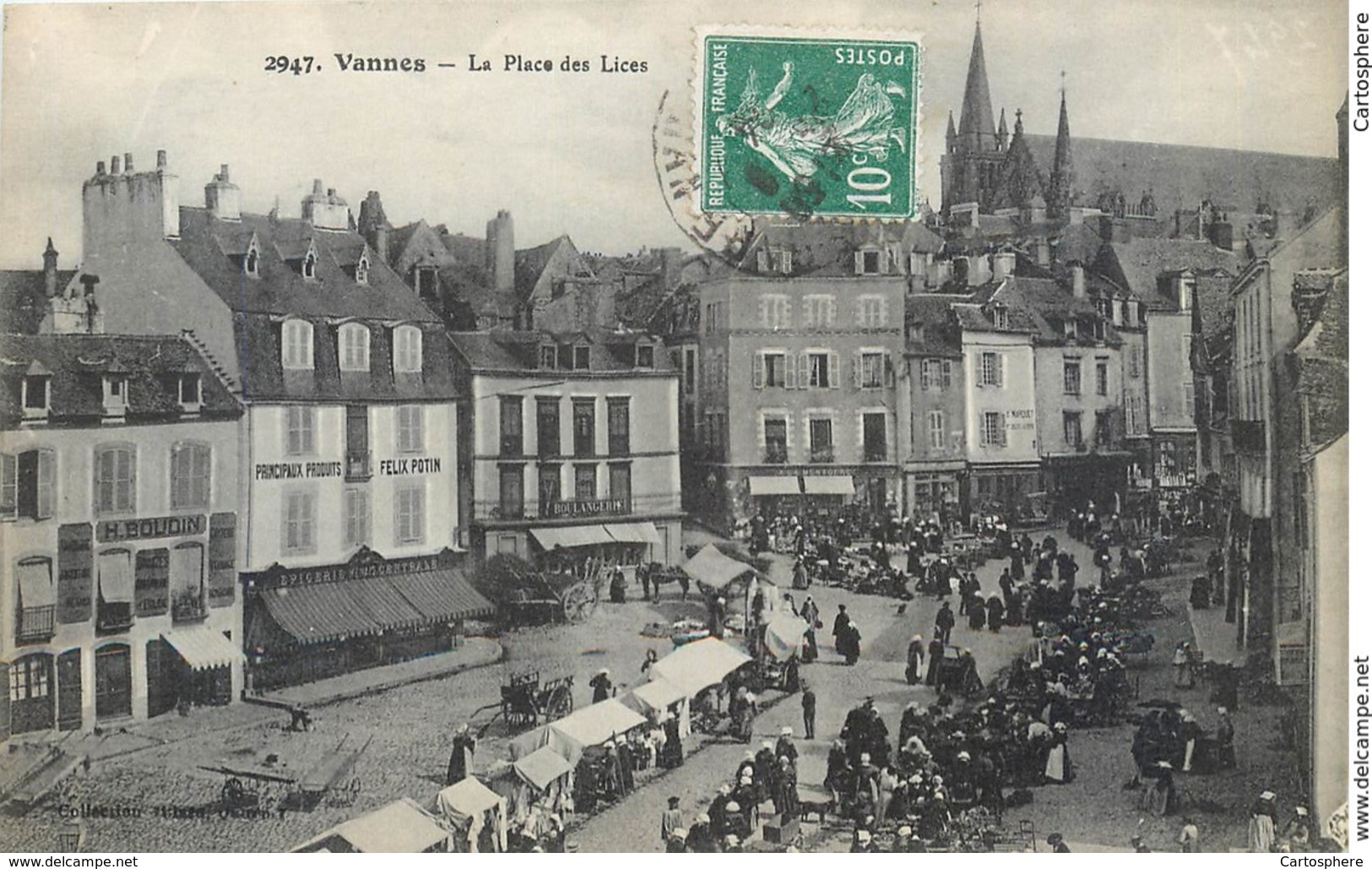 CPA 56 Morbihan Vannes La Place Des Lices Marché Felix Potin - Boudin - Boulangerie - Marquet - Vannes