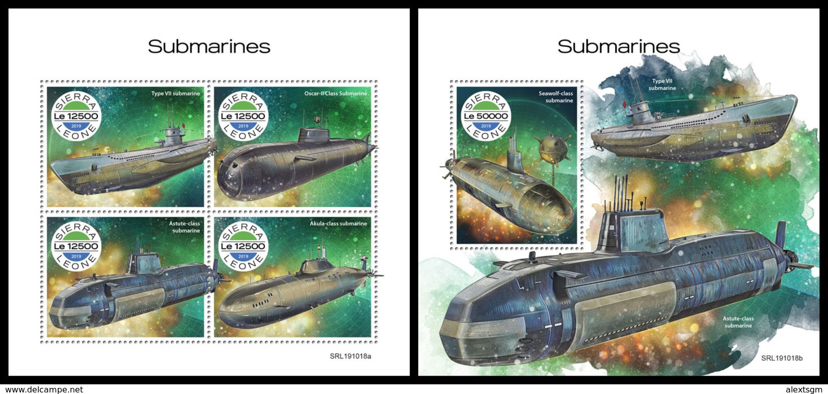 SIERRA LEONE 2019 - Submarines. M/S + S/S Official Issue [SRL191018] - Sierra Leone (1961-...)