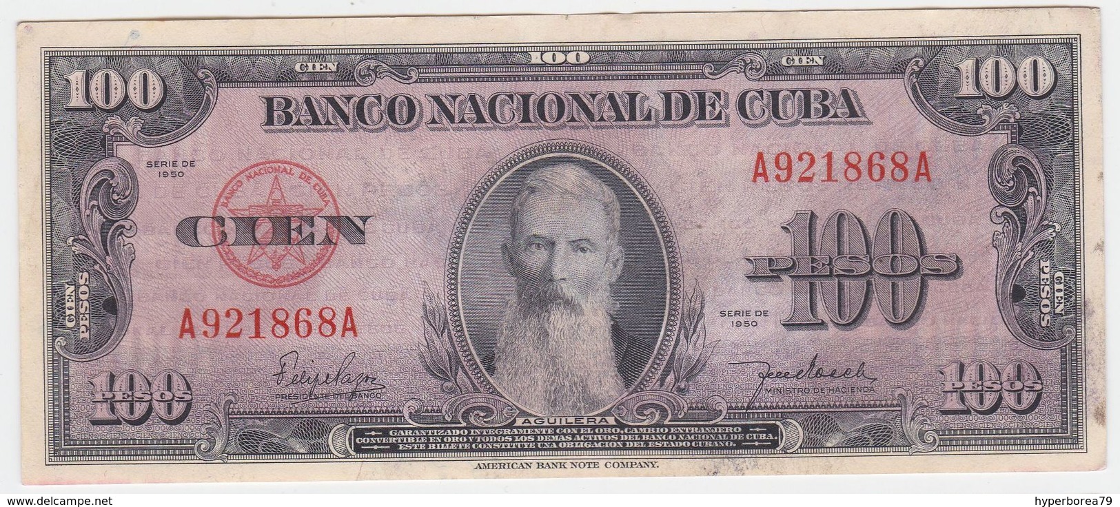 Cuba P 82 A - 100 Pesos 1950 - AUNC - Cuba