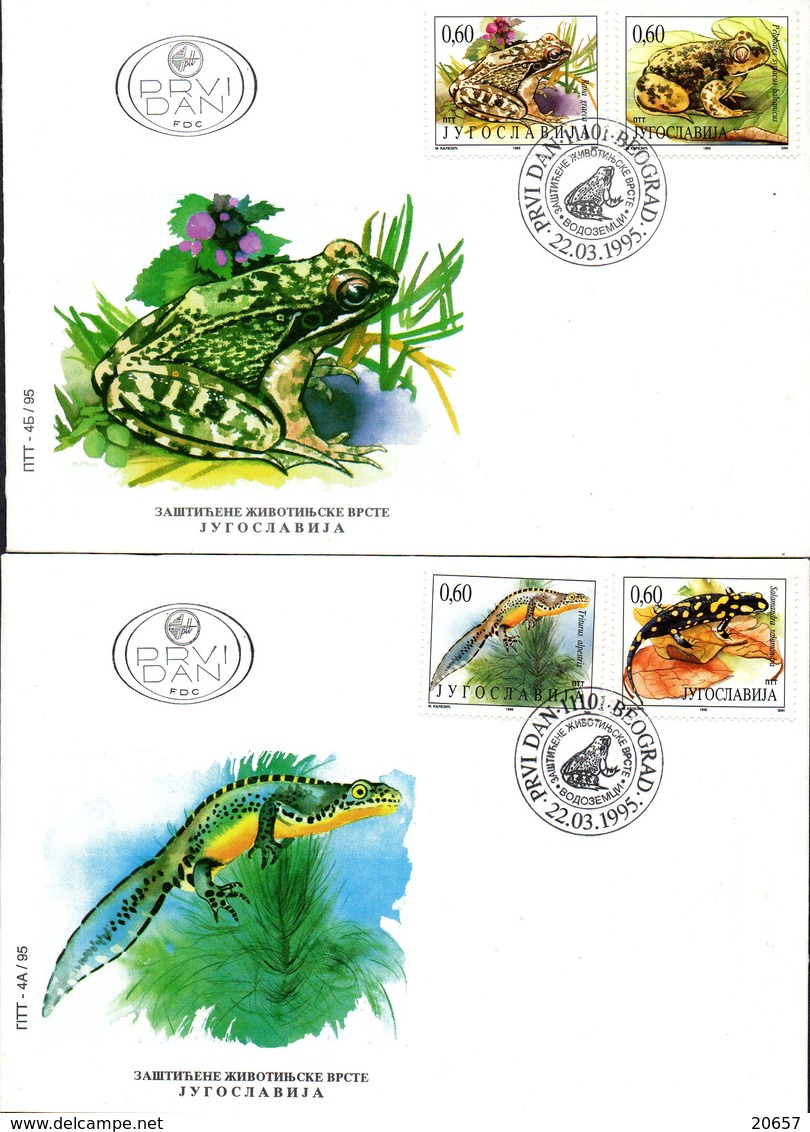 Yougoslavie Jugoslavija 2567/70 Fdc Amphibiens, Grenouille Frog, Salamandre, Triton - Autres & Non Classés