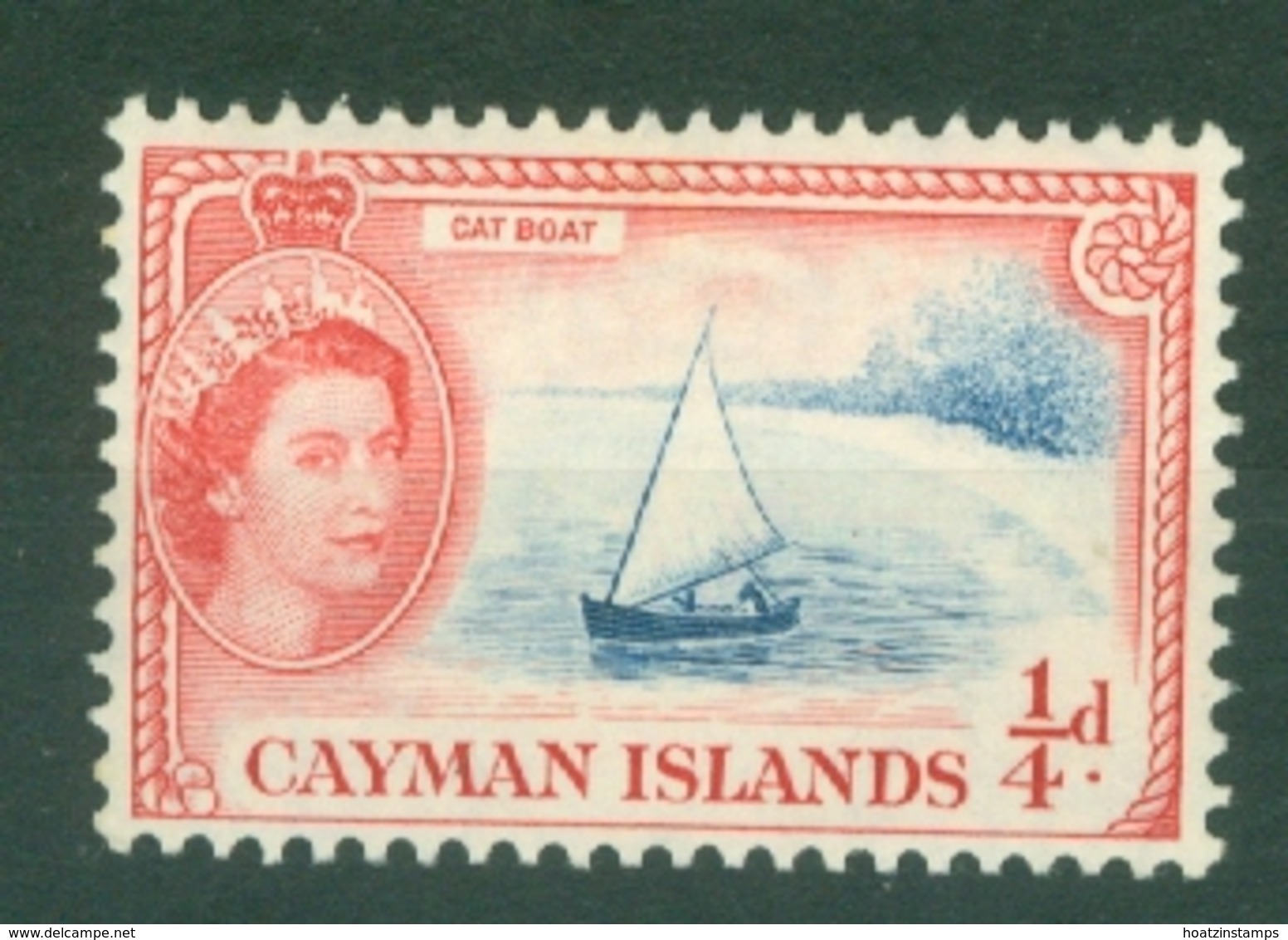 Cayman Islands: 1953/62   QE II - Pictorial   SG148   ¼d   Deep Bright Blue & Rose-red   MH - Cayman Islands