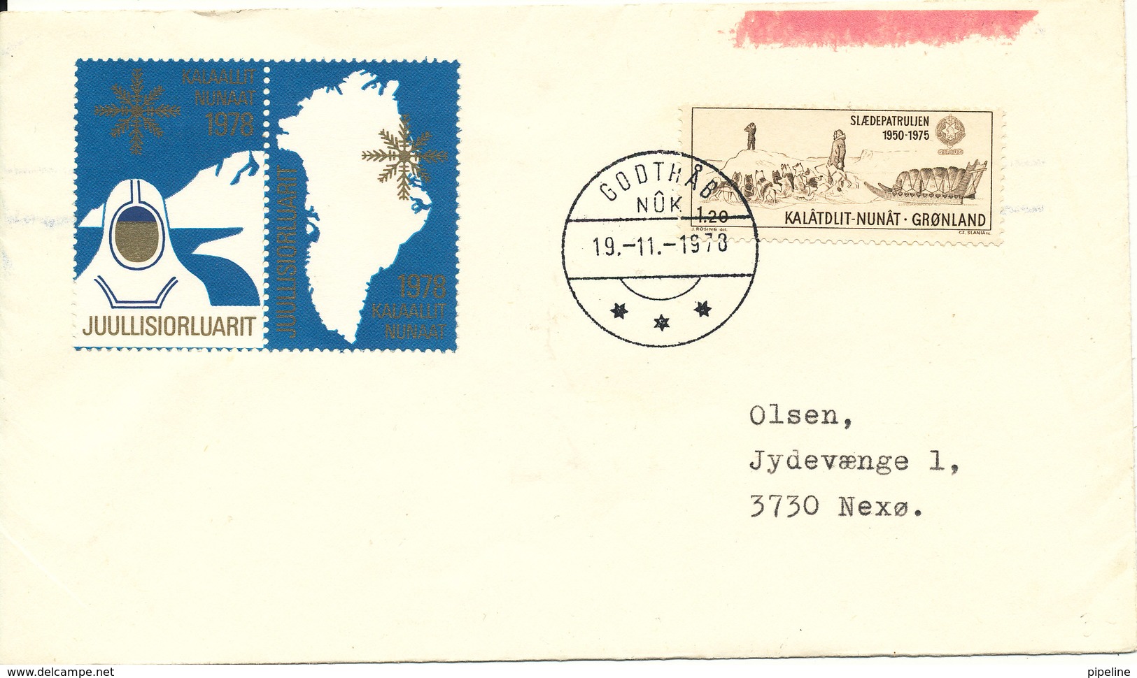 Greenland Cover With Single Franking And 2 Christmas Seals Godthab 19-11-1978 - Covers & Documents