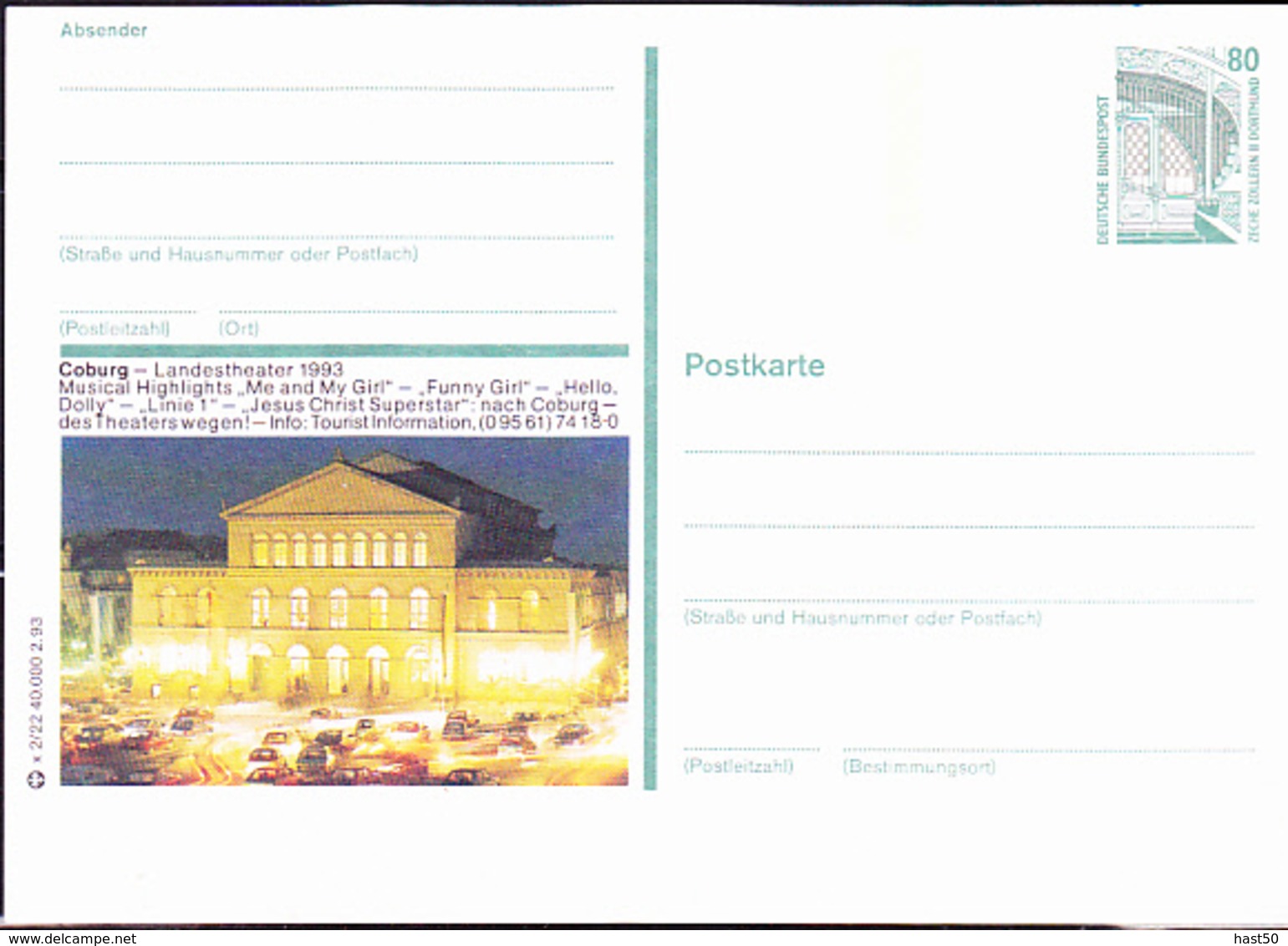Deutschland Germany Allemagne - Bildpostkarte Coburg (MiNr: P 151) 1993 - Postfrisch - Cartoline Illustrate - Nuovi