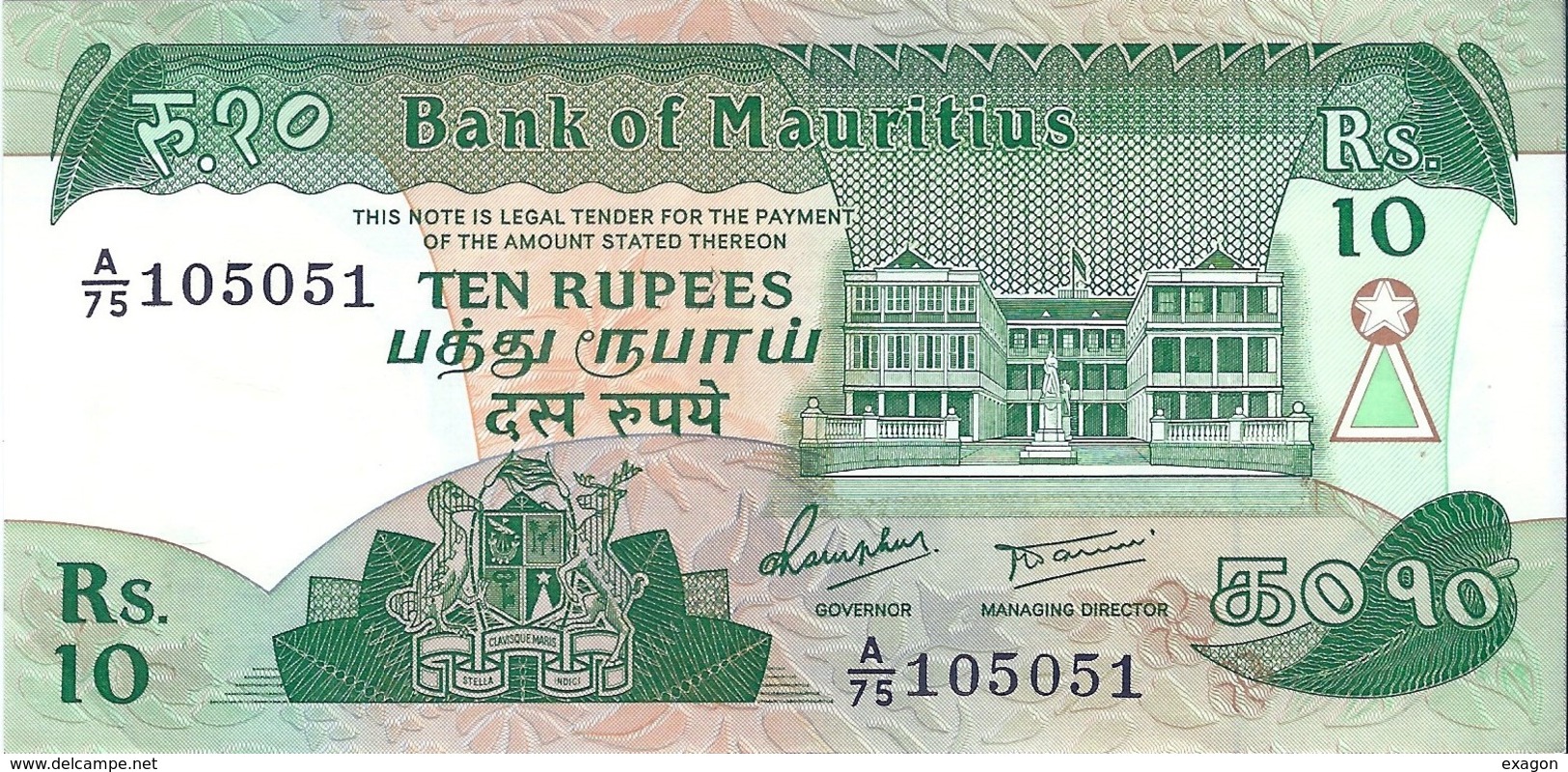 MAURITIUS  -  Banconota Da 10 Rupees - Anno 1985 - Mauritius