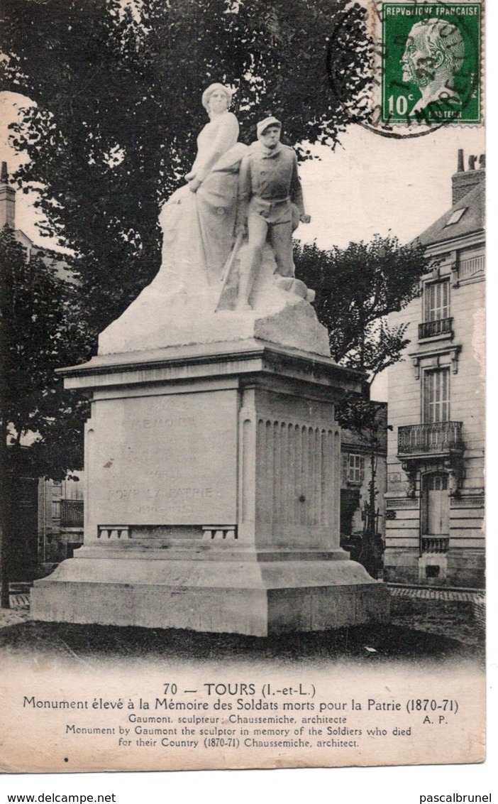 TOURS - MONUMENT ÉLEVÉ A LA MÉMOIRE DES SOLDATS MORTS POUR LA PATRIE (1870-71) - Tours