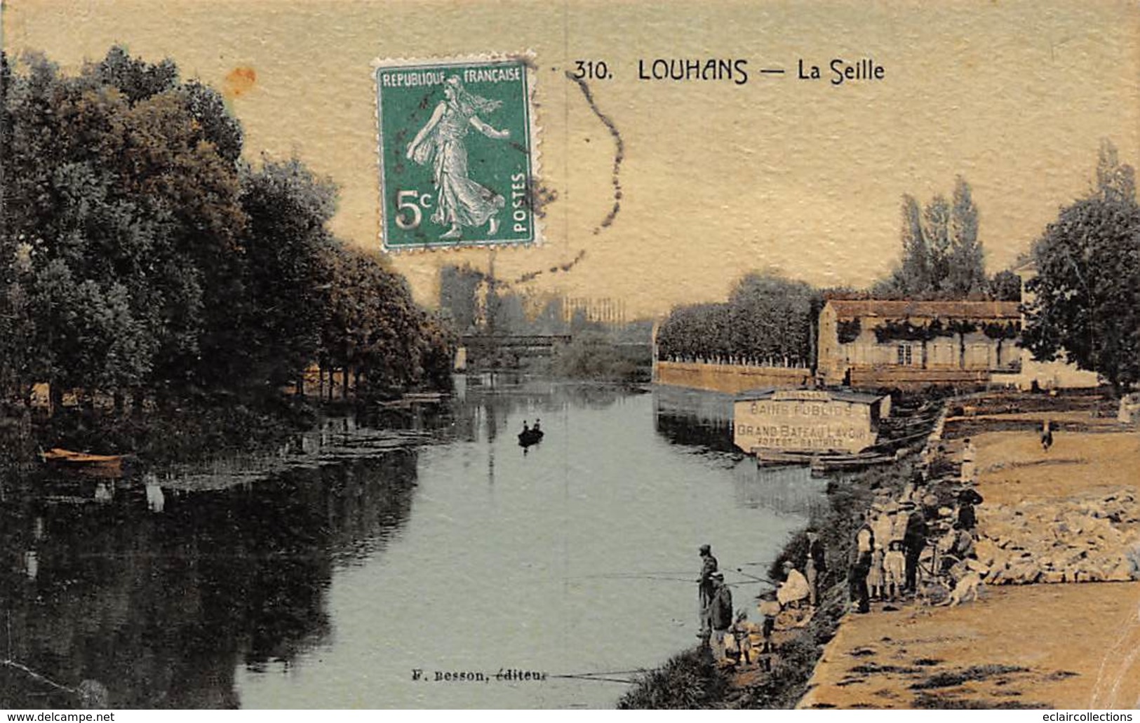 Louhans       71     La Seille . Pêcheurs A La Ligne Et Bateau Lavoir      (voir Scan) - Louhans