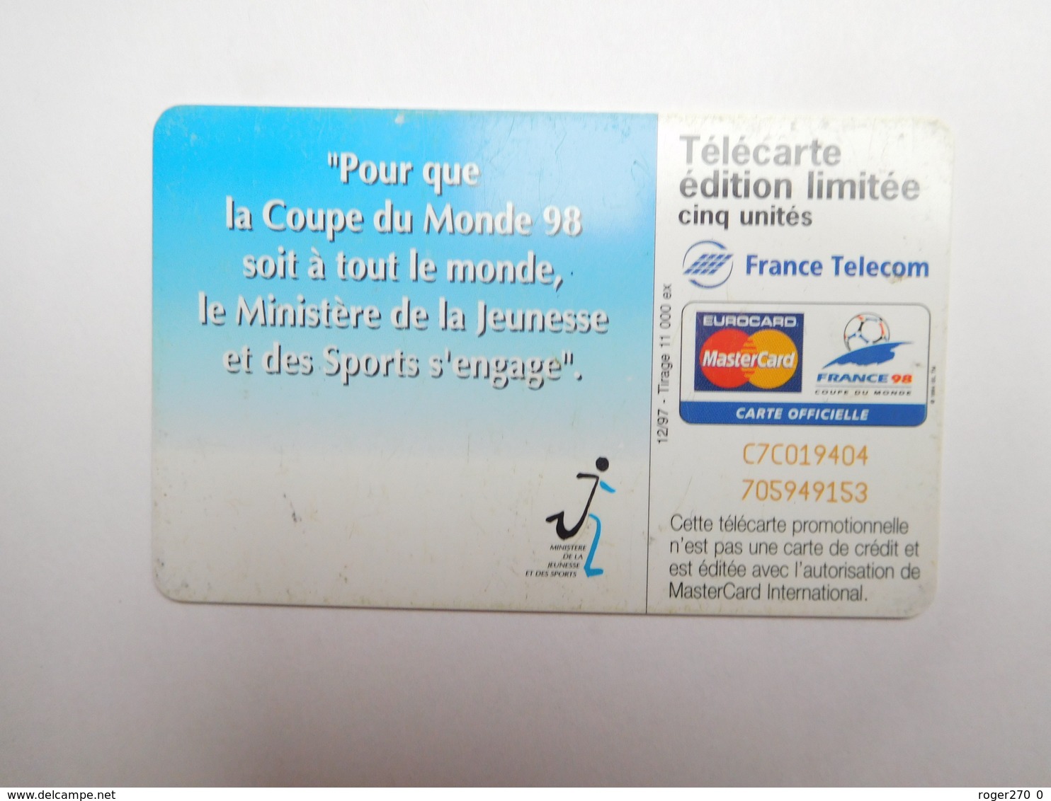 Télécarte Privée , 5U , Gn405 , Le Foot , Coupe Du Monde 98 , Cote : 20 Euros - Privat