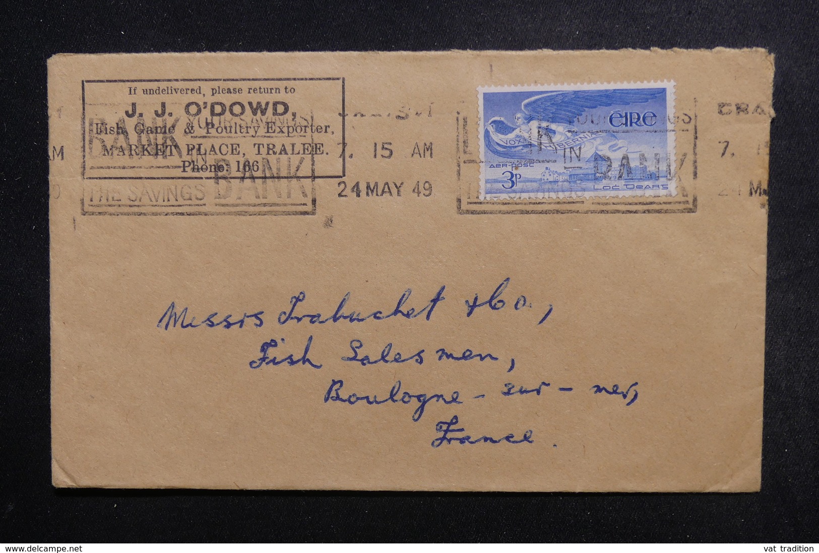 IRLANDE - Enveloppe Commerciale De Tralee Pour La France En 1949, Affranchissement Plaisant - L 48822 - Storia Postale