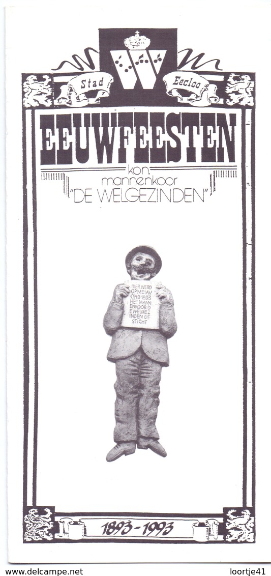 Brochure Programma Eeuwfeesten Mannen Koor De Welgezinden - Eeklo 1993 - Programmes