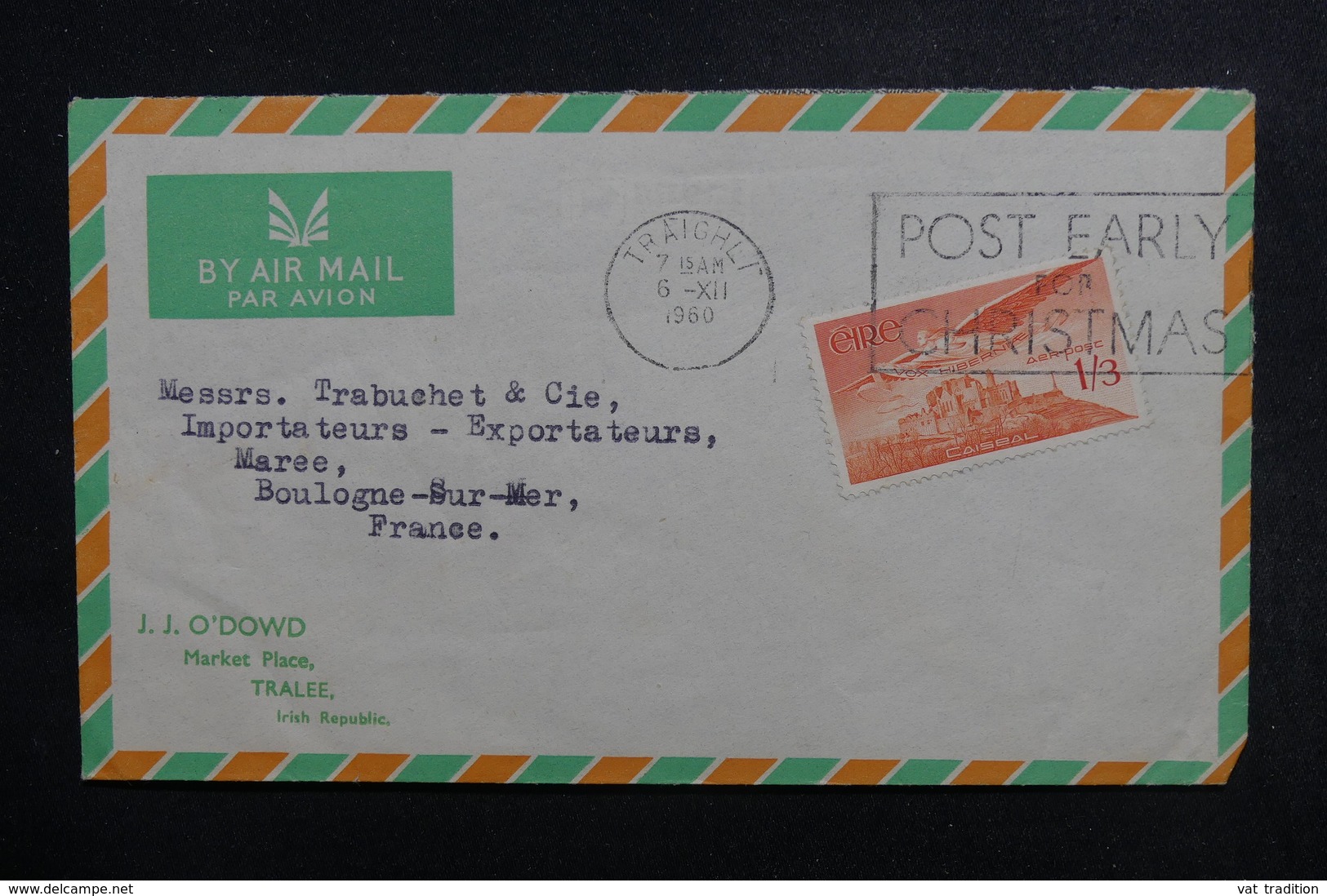 IRLANDE - Enveloppe Commerciale De Tralee Pour La France En 1960, Affranchissement Plaisant - L 48827 - Lettres & Documents