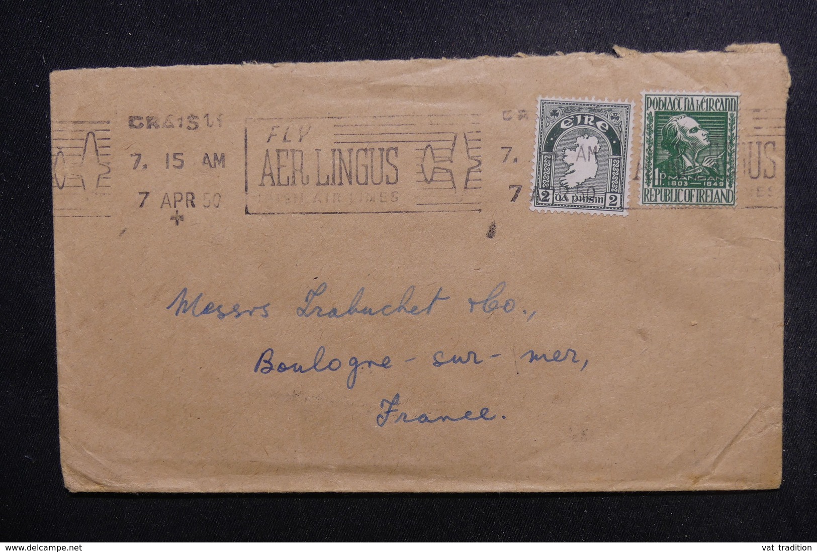 IRLANDE - Enveloppe Commerciale De Tralee Pour La France En 1950, Affranchissement Plaisant - L 48828 - Lettres & Documents