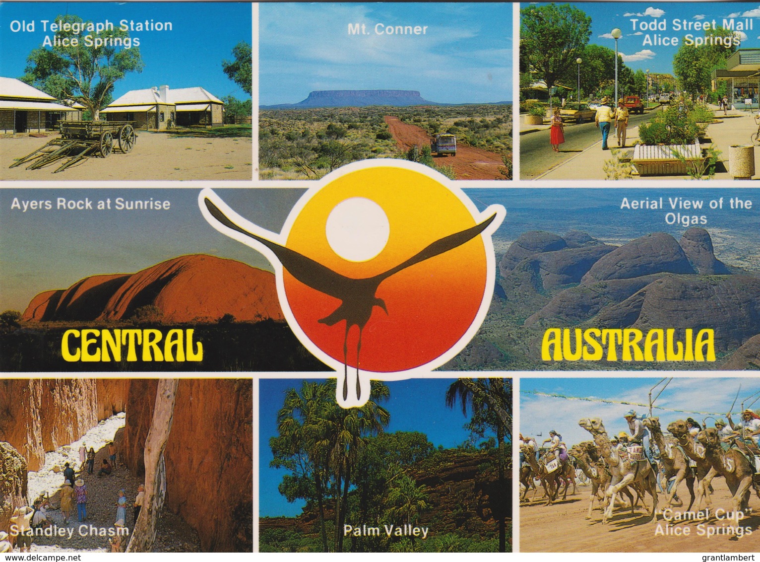 Central Australia Multiview - 50th Anniversary Air Mail Adelaide Darwin 1985 Postmarks, AAT Stamp - Non Classés