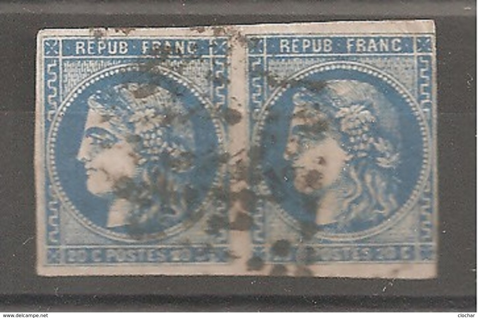 1 Paires Timbres Type Céres, N° 46B, Oblitérés - 1870 Emission De Bordeaux