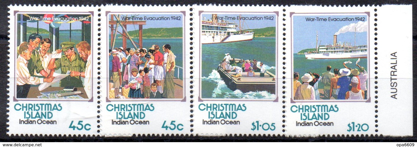 (WK-Alb1) Chrismas Island Mi. 349/52, "Zweiter Weltkrieg" ** Postfrisch - Christmas Island