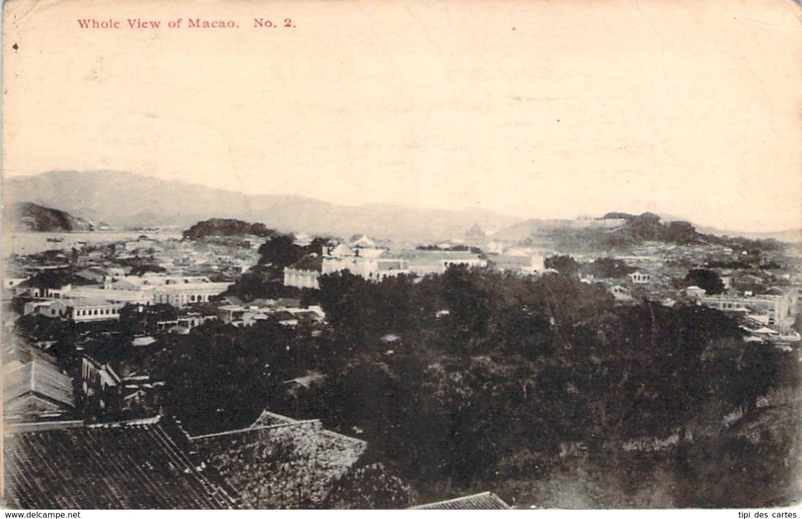 Chine Macau Macao - Whole View Of Macao N°2 (correo 15 Surcharge 6 Avos Republica Oblit. Correio Central 1924) - Chine