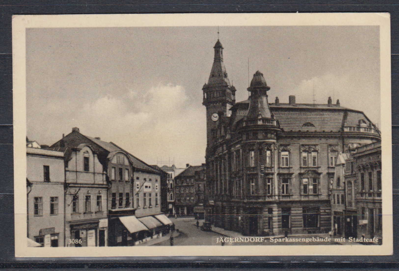 Sudetenland Fotokarte " Jägerndorf,Städt.Sparkasse " Mit MiF CSSR 279,281 Grüner Befreiungs-o, Aptierter Tages-o 1938 - Sudetenland