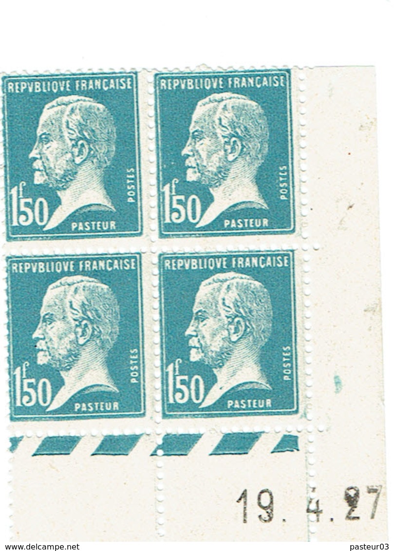181 Pasteur Bleu 1,50 F. Coin Daté 19-04-1927 A Luxe - ....-1929
