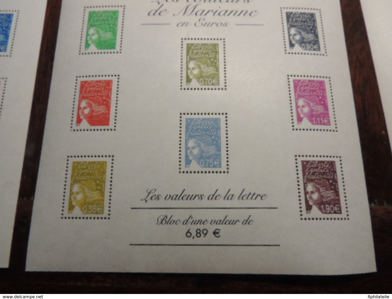 LES COULEURS DE MARIANNE  6 BLOCS   LUXE DE FRANCE  EURO ET FRANCS