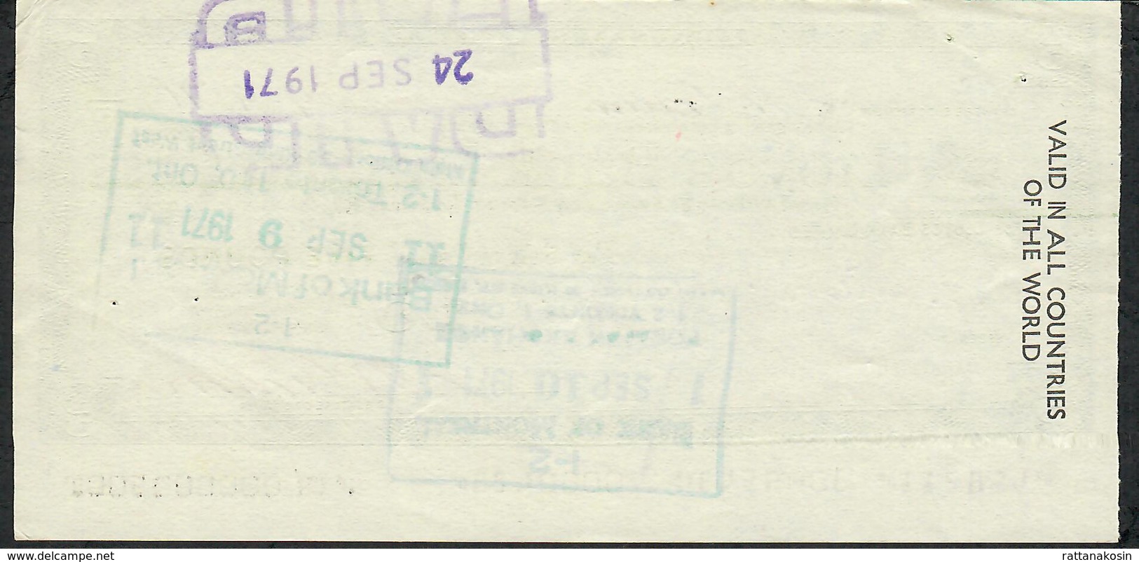 TRAVELLER'S CHEQUE LLOYDS 5 POUNDS 1971  AU - Autres & Non Classés