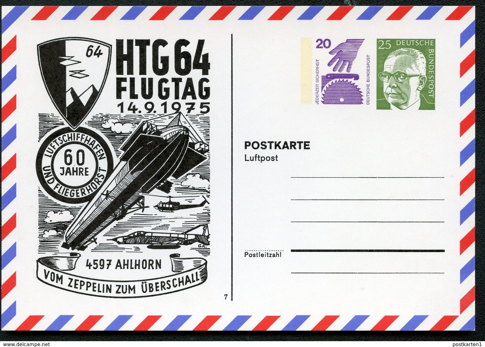 Bund PP54 D2/001 ZEPPELIN JAGDFLUGZEUG HUBSCHRAUBER Ahlhorn 1975  NGK 20,00 € - Cartoline Private - Nuovi