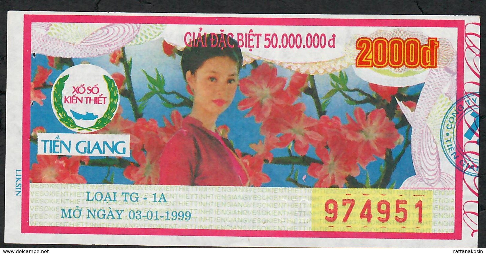 VIETNAM 2000 DONG 1999 TIEN GIANG      AU 2 P.h. - Lottery Tickets