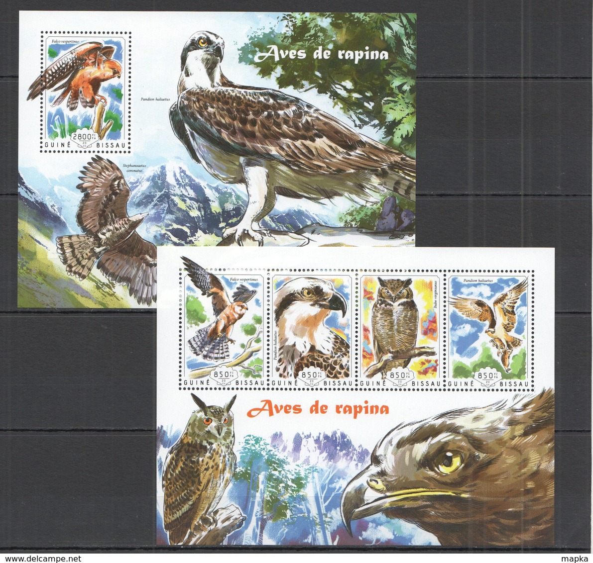 ST1091 2014 GUINE GUINEA-BISSAU FAUNA BIRDS AVES DE RAPINA KB+BL MNH - Águilas & Aves De Presa